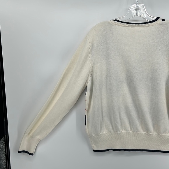 Tommy Hilfiger Cream,Navy&Orange Diamond V-Neck Sweater Sz XL - Picture 9 of 9
